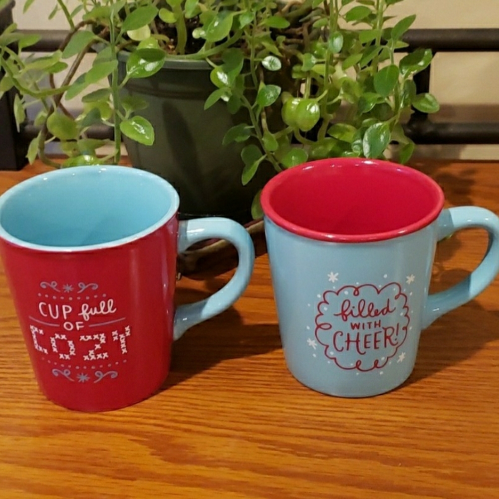 Hallmark- Festive Red and Blue Winter Season Mugs -Set Of 2